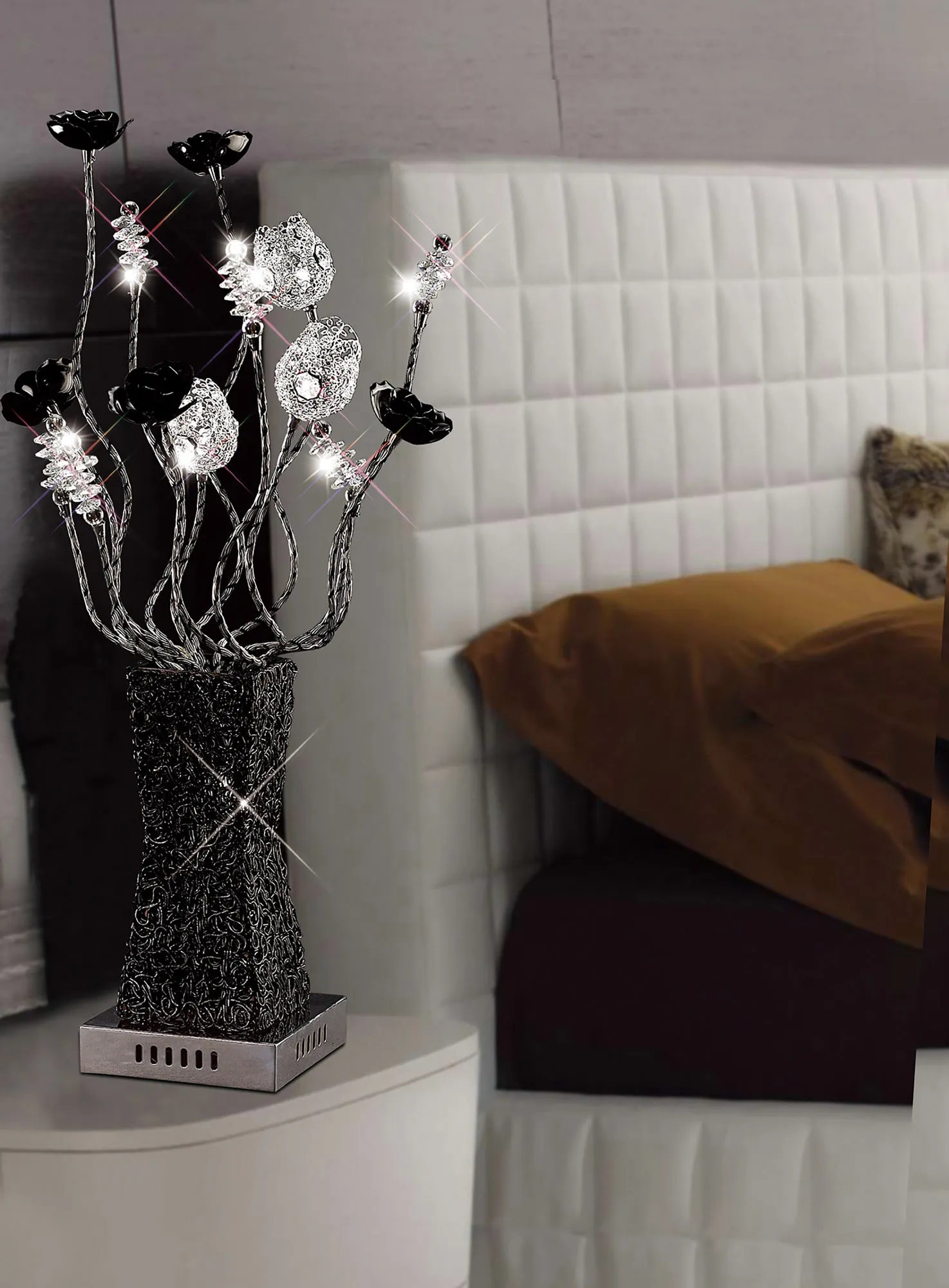 Jasmine Aluminium Crystal Table Lamps Diyas Home Armed Table Lamps Jasmine Aluminium Crystal Table Lamps Diyas Home Armed Table Lamps